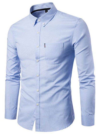 Stylish Men's Oversized Cotton Oxford Shirt - Long Sleeve Casual Elegance for Every Occasion - MENLL