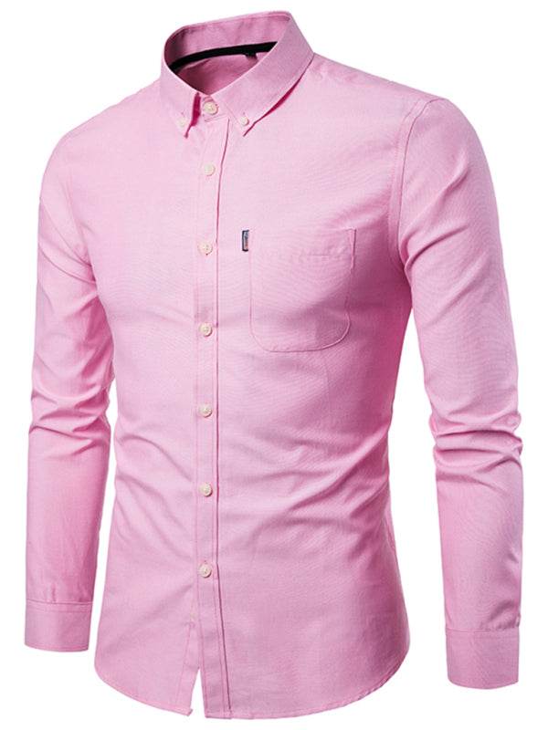 Stylish Men's Oversized Cotton Oxford Shirt - Long Sleeve Casual Elegance for Every Occasion - MENLL