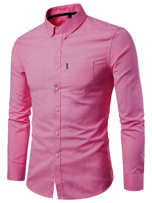 Stylish Men's Oversized Cotton Oxford Shirt - Long Sleeve Casual Elegance for Every Occasion - MENLL