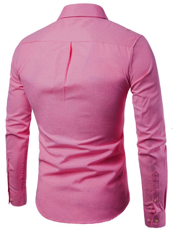 Stylish Men's Oversized Cotton Oxford Shirt - Long Sleeve Casual Elegance for Every Occasion - MENLL
