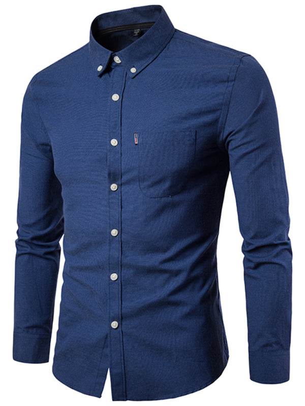 Stylish Men's Oversized Cotton Oxford Shirt - Long Sleeve Casual Elegance for Every Occasion - MENLL
