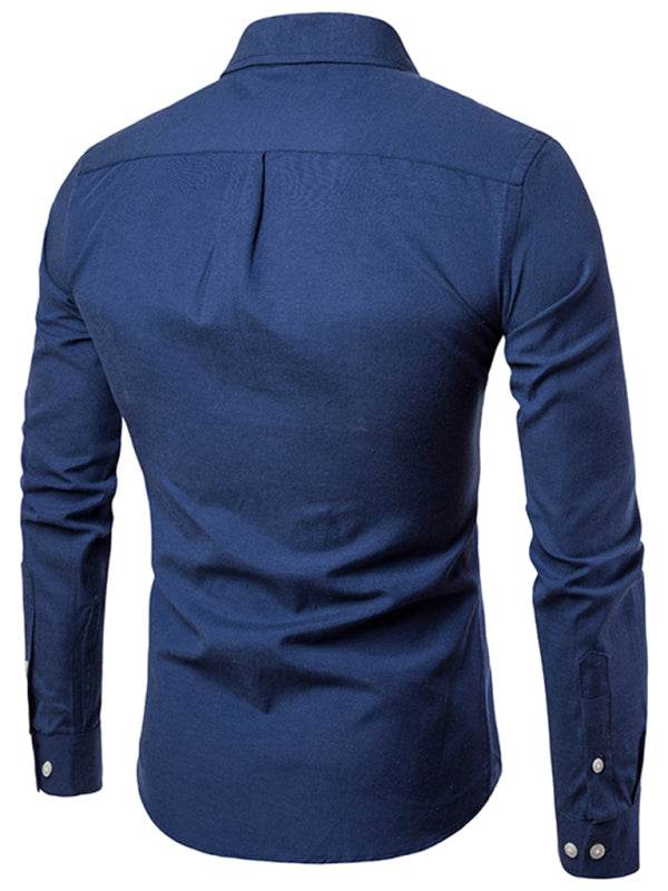 Stylish Men's Oversized Cotton Oxford Shirt - Long Sleeve Casual Elegance for Every Occasion - MENLL