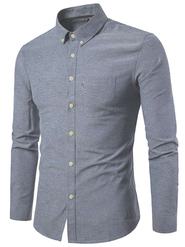 Stylish Men's Oversized Cotton Oxford Shirt - Long Sleeve Casual Elegance for Every Occasion - MENLL