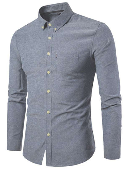 Stylish Men's Oversized Cotton Oxford Shirt - Long Sleeve Casual Elegance for Every Occasion - MENLL