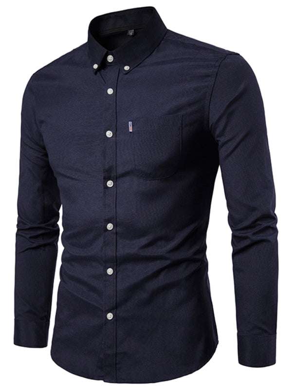 Stylish Men's Oversized Cotton Oxford Shirt - Long Sleeve Casual Elegance for Every Occasion - MENLL