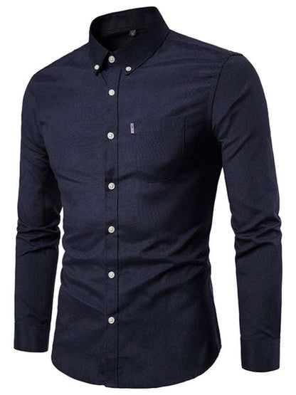 Stylish Men's Oversized Cotton Oxford Shirt - Long Sleeve Casual Elegance for Every Occasion - MENLL