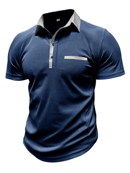 Stylish Men's Color Block Short Sleeve Polo Shirt for Effortless Casual Wear - MENLL