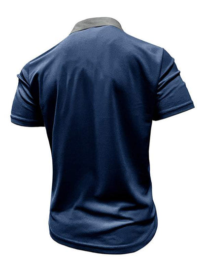Stylish Men's Color Block Short Sleeve Polo Shirt for Effortless Casual Wear - MENLL