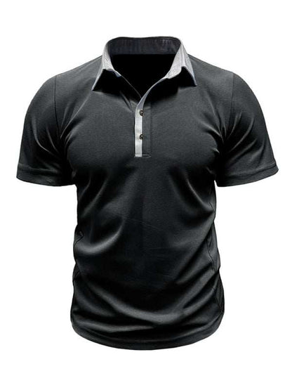 Stylish Men's Color Block Short Sleeve Polo Shirt for Effortless Casual Wear - MENLL