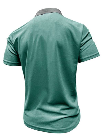 Stylish Men's Color Block Short Sleeve Polo Shirt for Effortless Casual Wear - MENLL