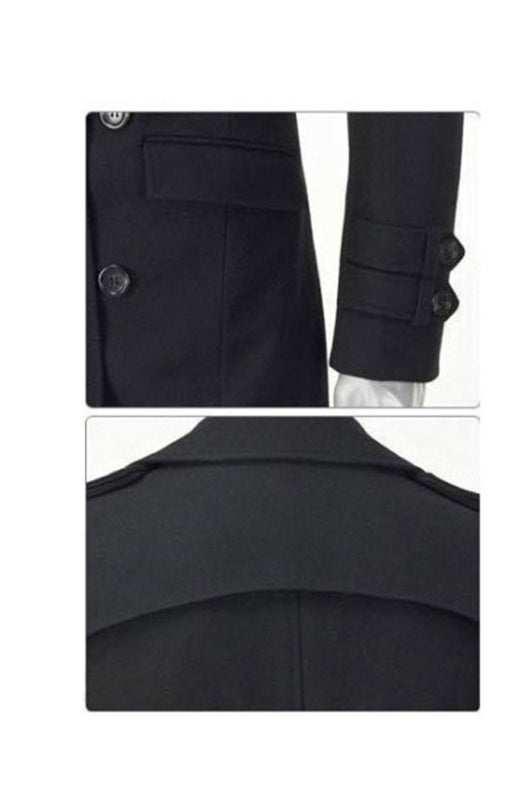 Chic Men's Woolen Mid-Length Trench Coat - Slim Fit, Stylish & Warm for Autumn-Winter - MENLL