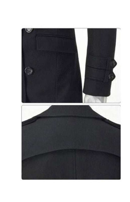 Chic Men's Woolen Mid-Length Trench Coat - Slim Fit, Stylish & Warm for Autumn-Winter - MENLL