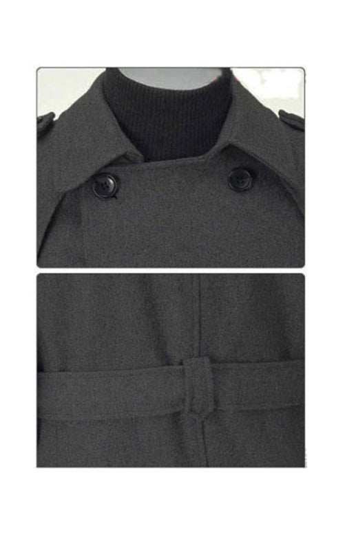 Chic Men's Woolen Mid-Length Trench Coat - Slim Fit, Stylish & Warm for Autumn-Winter - MENLL