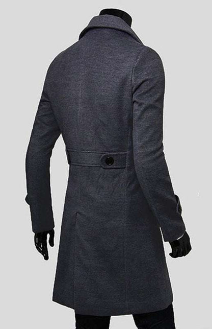 Elegant Men's Double Breasted Wool Overcoat for Timeless Style - MENLL
