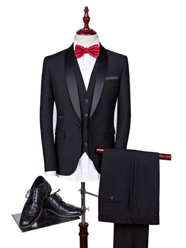 Men's Elegant Lapel Collar Knit Business Suit - MENLL