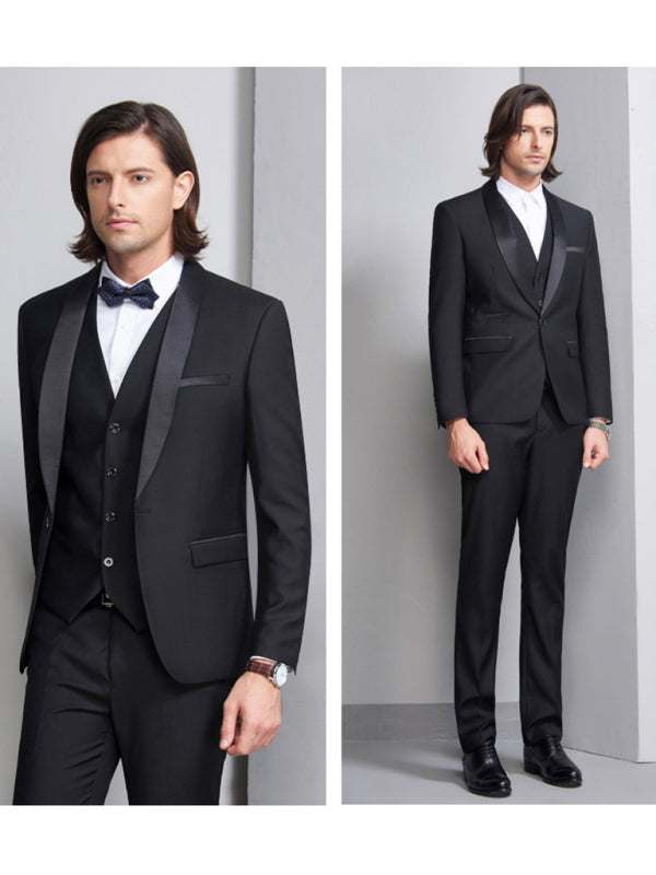 Men's Elegant Lapel Collar Knit Business Suit - MENLL