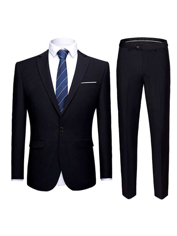 Men's Lapel Collar Business Suit Blazer - MENLL