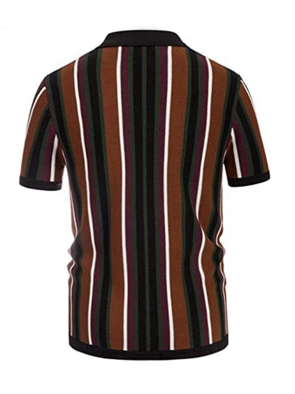 Stylish Men's Contrast Stripe Short Sleeve Shirt for Effortless Spring-Summer Chic - MENLL