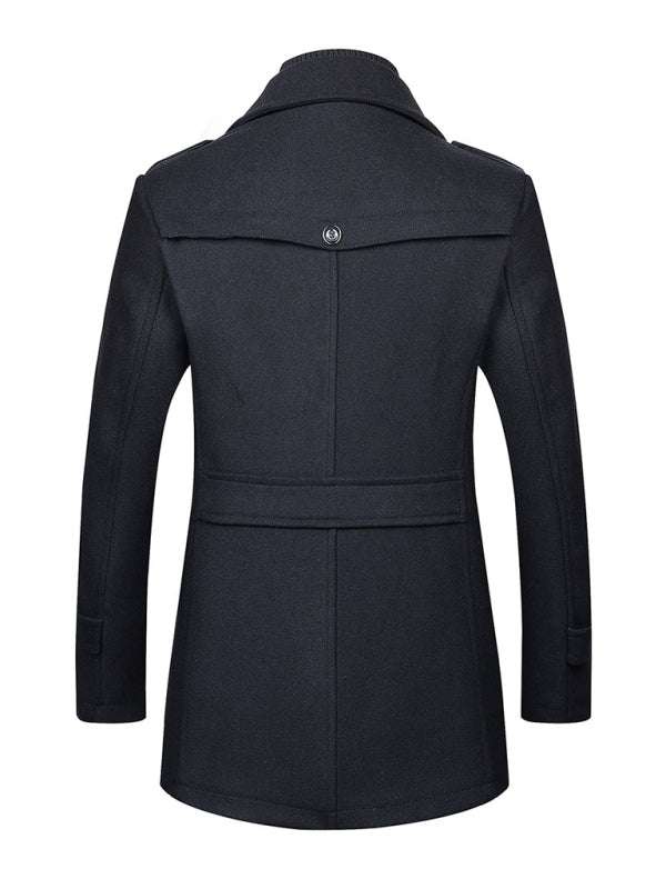 Stylish Men's Wool Double Collar Zipper Coat for Autumn & Winter - MENLL