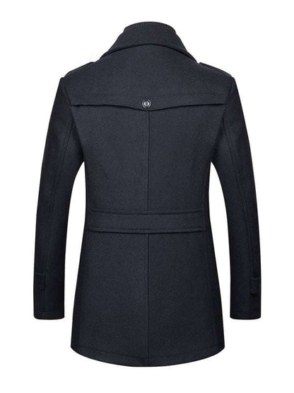Stylish Men's Wool Double Collar Zipper Coat for Autumn & Winter - MENLL