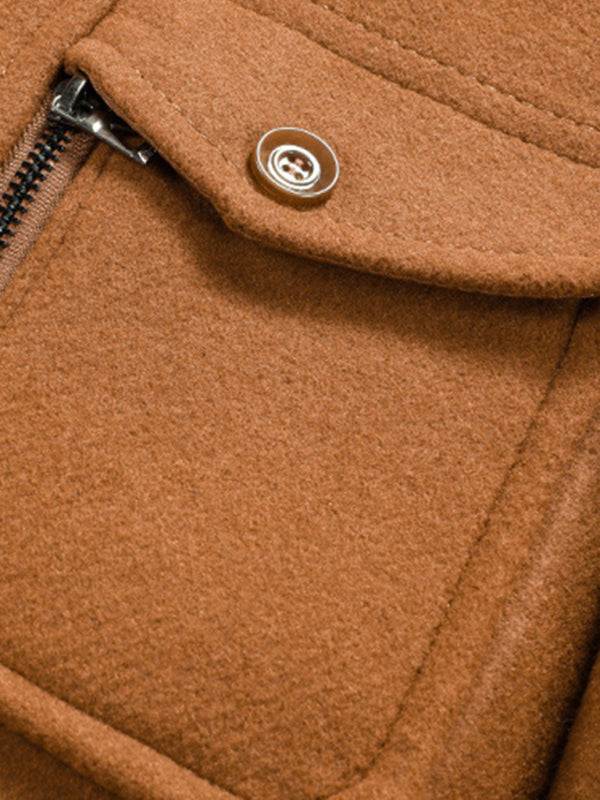 Stylish Men's Wool Double Collar Zipper Coat for Autumn & Winter - MENLL