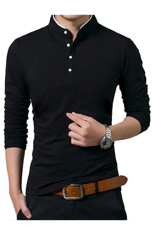 Sleek solid long sleeve T-shirt for men, perfect for business and casual spring-summer style.