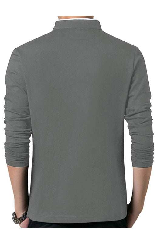 Sleek Solid Long Sleeve T-Shirt for Men - Perfect for Business and Casual Spring-Summer Style - MENLL
