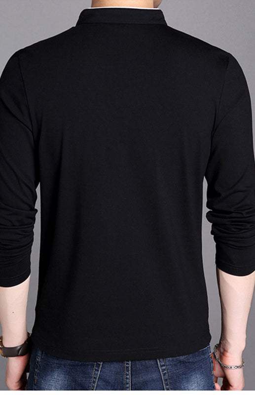 Sleek Solid Long Sleeve T-Shirt for Men - Perfect for Business and Casual Spring-Summer Style - MENLL
