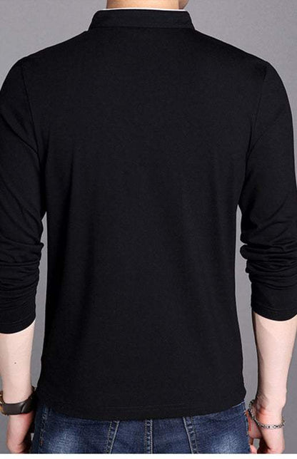 Sleek Solid Long Sleeve T-Shirt for Men - Perfect for Business and Casual Spring-Summer Style - MENLL
