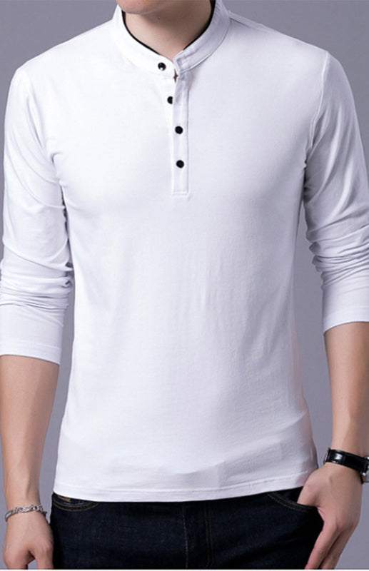 Sleek Solid Long Sleeve T-Shirt for Men - Perfect for Business and Casual Spring-Summer Style - MENLL