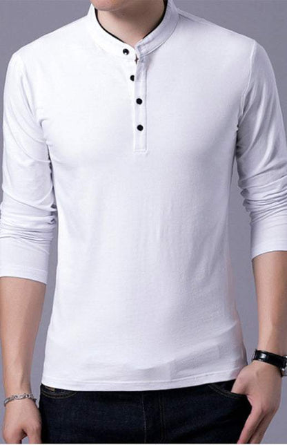 Sleek Solid Long Sleeve T-Shirt for Men - Perfect for Business and Casual Spring-Summer Style - MENLL