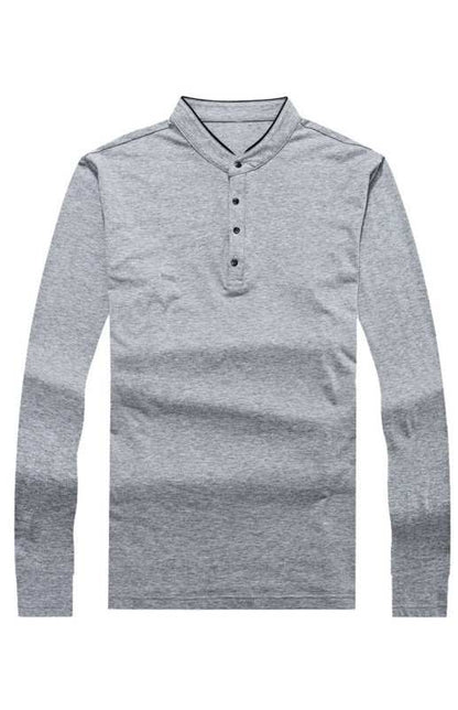 Sleek Solid Long Sleeve T-Shirt for Men - Perfect for Business and Casual Spring-Summer Style - MENLL