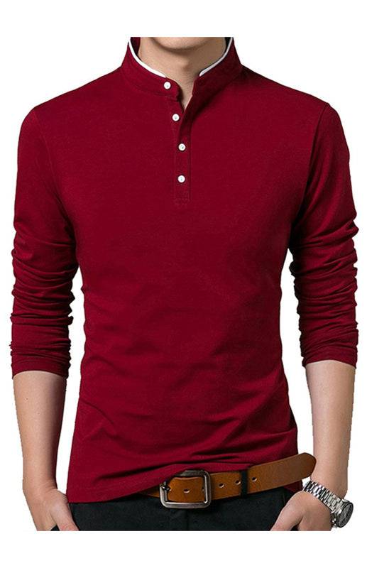 Sleek Solid Long Sleeve T-Shirt for Men - Perfect for Business and Casual Spring-Summer Style - MENLL