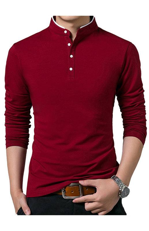 Sleek Solid Long Sleeve T-Shirt for Men - Perfect for Business and Casual Spring-Summer Style - MENLL