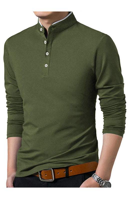 Sleek Solid Long Sleeve T-Shirt for Men - Perfect for Business and Casual Spring-Summer Style - MENLL