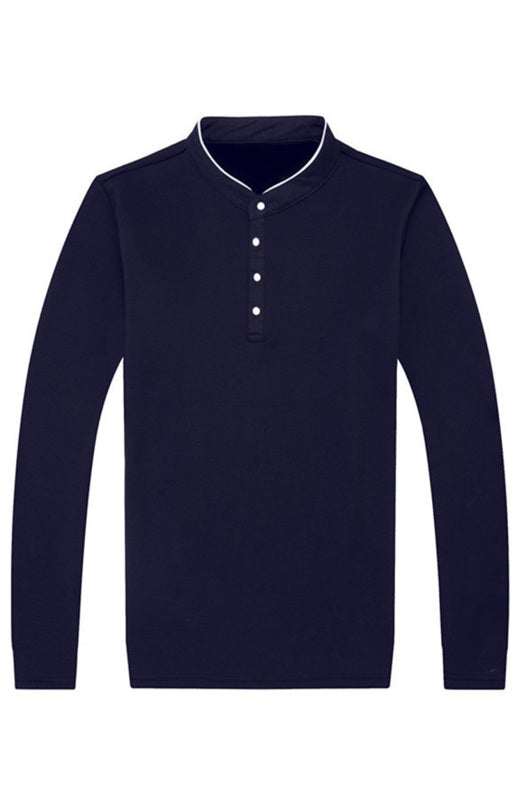 Sleek Solid Long Sleeve T-Shirt for Men - Perfect for Business and Casual Spring-Summer Style - MENLL