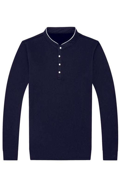 Sleek Solid Long Sleeve T-Shirt for Men - Perfect for Business and Casual Spring-Summer Style - MENLL