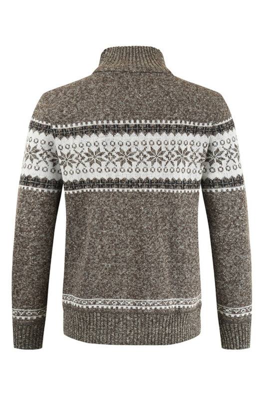 Stylish Men's Colorblock Cardigan Sweater with Standing Collar for Casual Elegance - MENLL