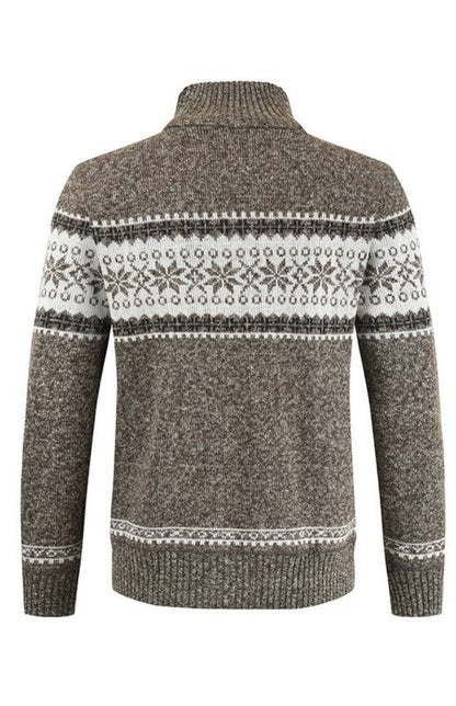 Stylish Men's Colorblock Cardigan Sweater with Standing Collar for Casual Elegance - MENLL