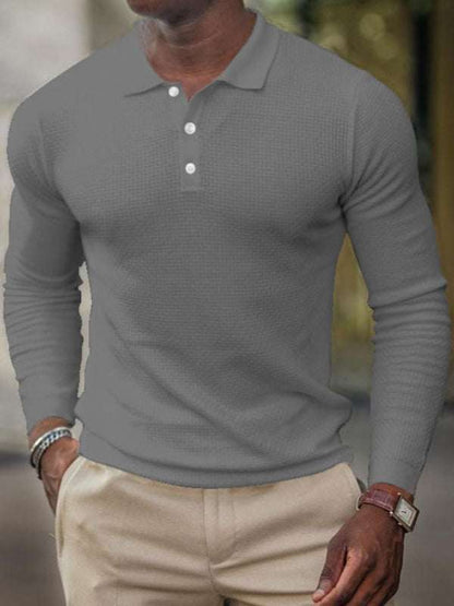 Stylish Men's Long Sleeve Polo Shirt - Soft, Comfortable, and Versatile for Every Occasion - MENLL