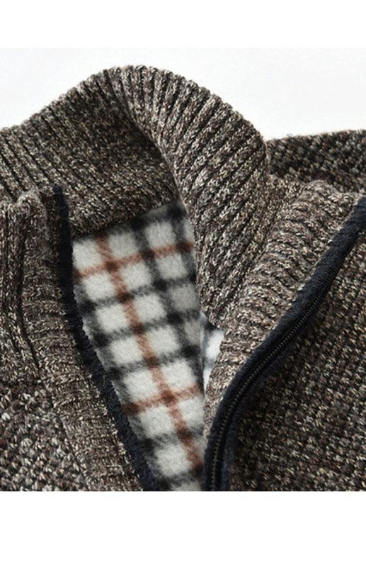 Stylish Men's Sleeveless Knit Cardigan with Stand Collar - Perfect for Autumn-Winter Fashion - MENLL