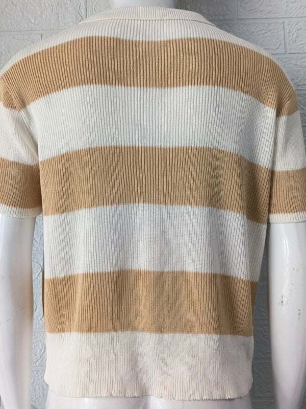 Vibrant Striped Men's Short-Sleeved Polo Knit - Elevate Your Spring-Summer Style! - MENLL
