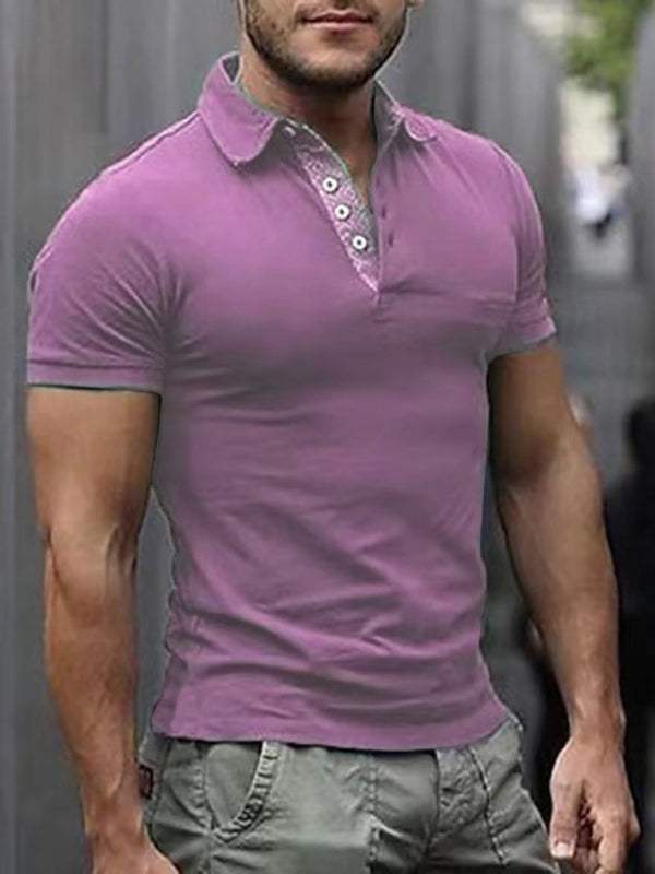 Chic Men's Short Sleeve Solid Lapel Polo Shirt for Effortless Style - MENLL