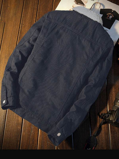 Cozy Sherpa-Lined Denim Jacket with Classic Lapel for Men - MENLL
