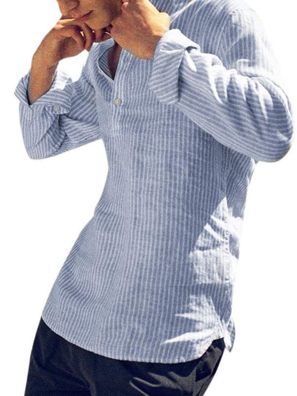 Stylish Men's Striped Cotton-Linen Shirt – Ultimate Comfort & Breathability for Every Season - MENLL