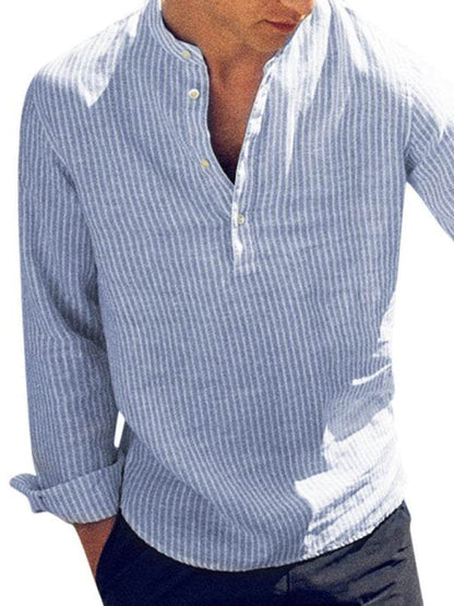 Stylish Men's Striped Cotton-Linen Shirt – Ultimate Comfort & Breathability for Every Season - MENLL