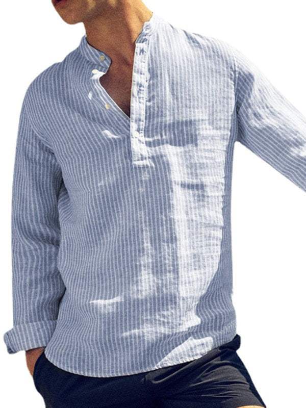 Stylish Men's Striped Cotton-Linen Shirt – Ultimate Comfort & Breathability for Every Season - MENLL