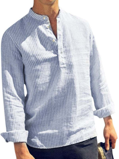 Stylish Men's Striped Cotton-Linen Shirt – Ultimate Comfort & Breathability for Every Season - MENLL