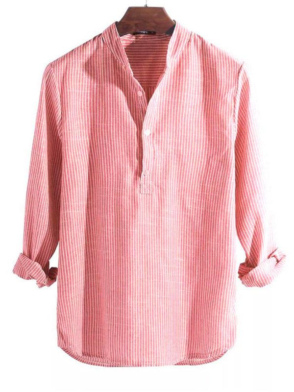 Stylish Men's Striped Cotton-Linen Shirt – Ultimate Comfort & Breathability for Every Season - MENLL