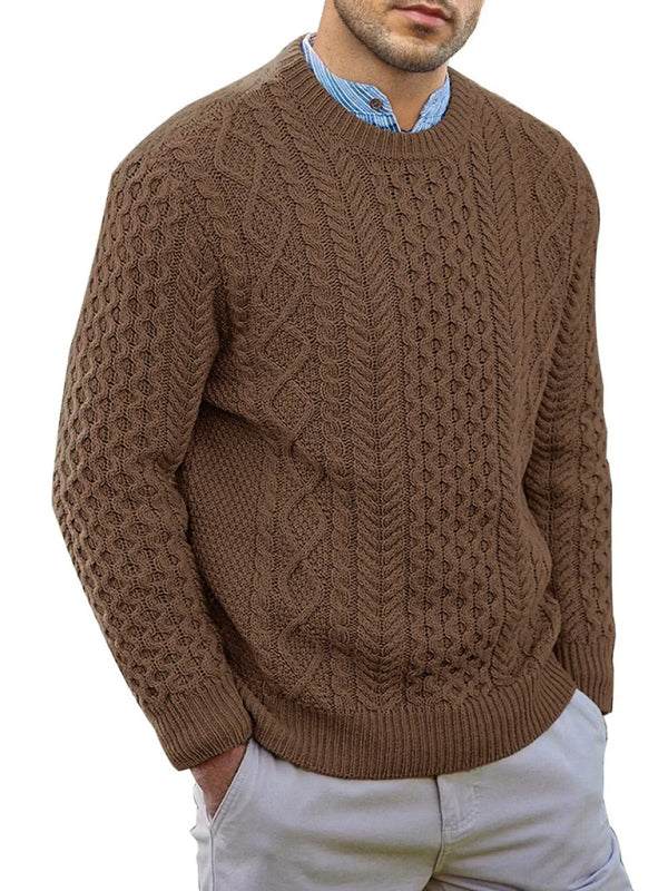 Cozy Cable-Knit Round Neck Sweater for Men - Perfect for Spring-Summer Leisure Wear - MENLL